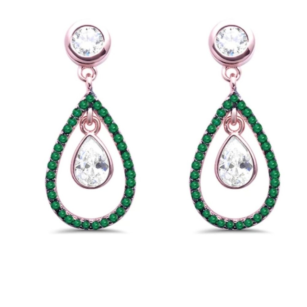 Rose Gold Emerald Earrings